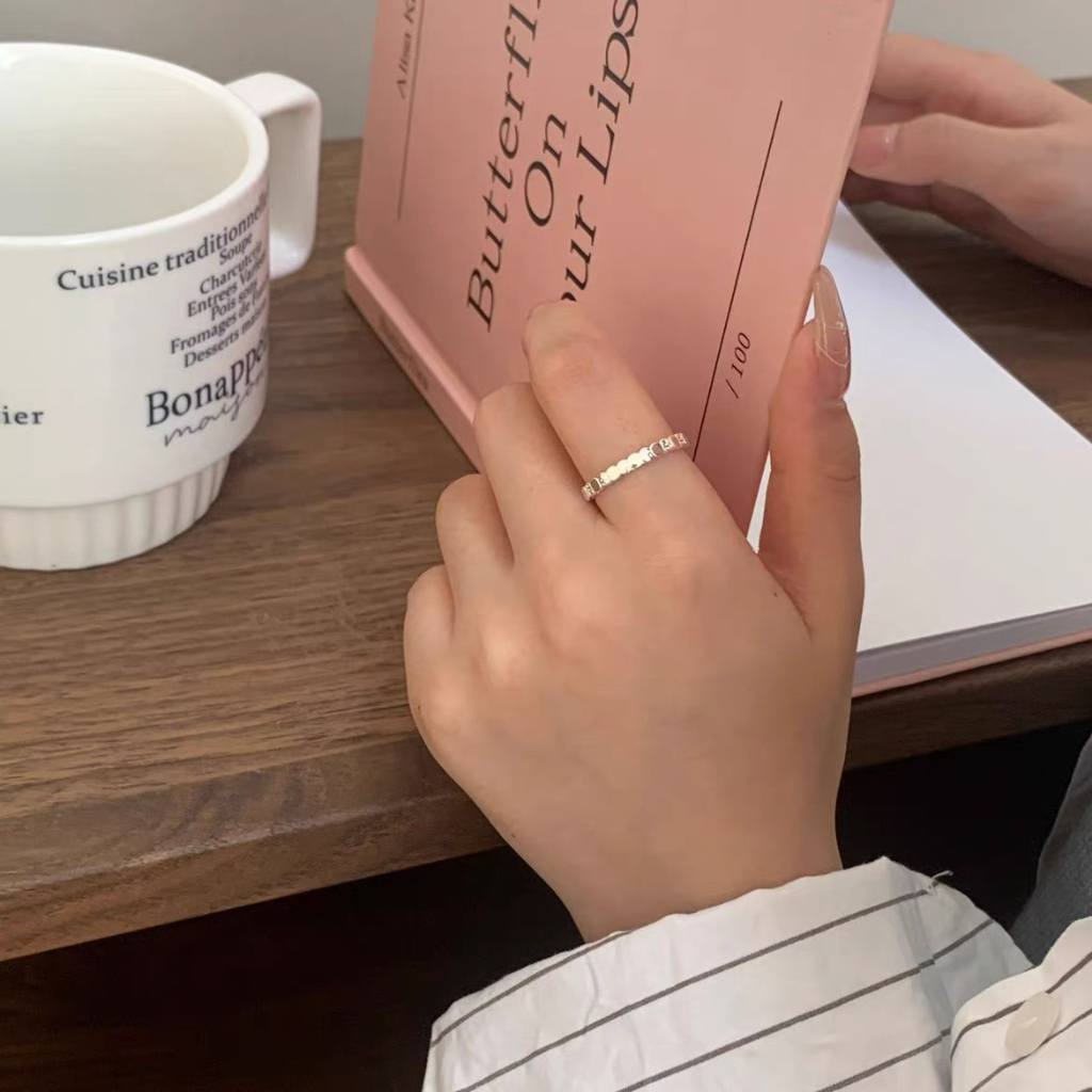 Nhẫn Hở Mạ Bạc 925 Hình Vuông Kiểu Dáng Đơn Giản Cho Nữ