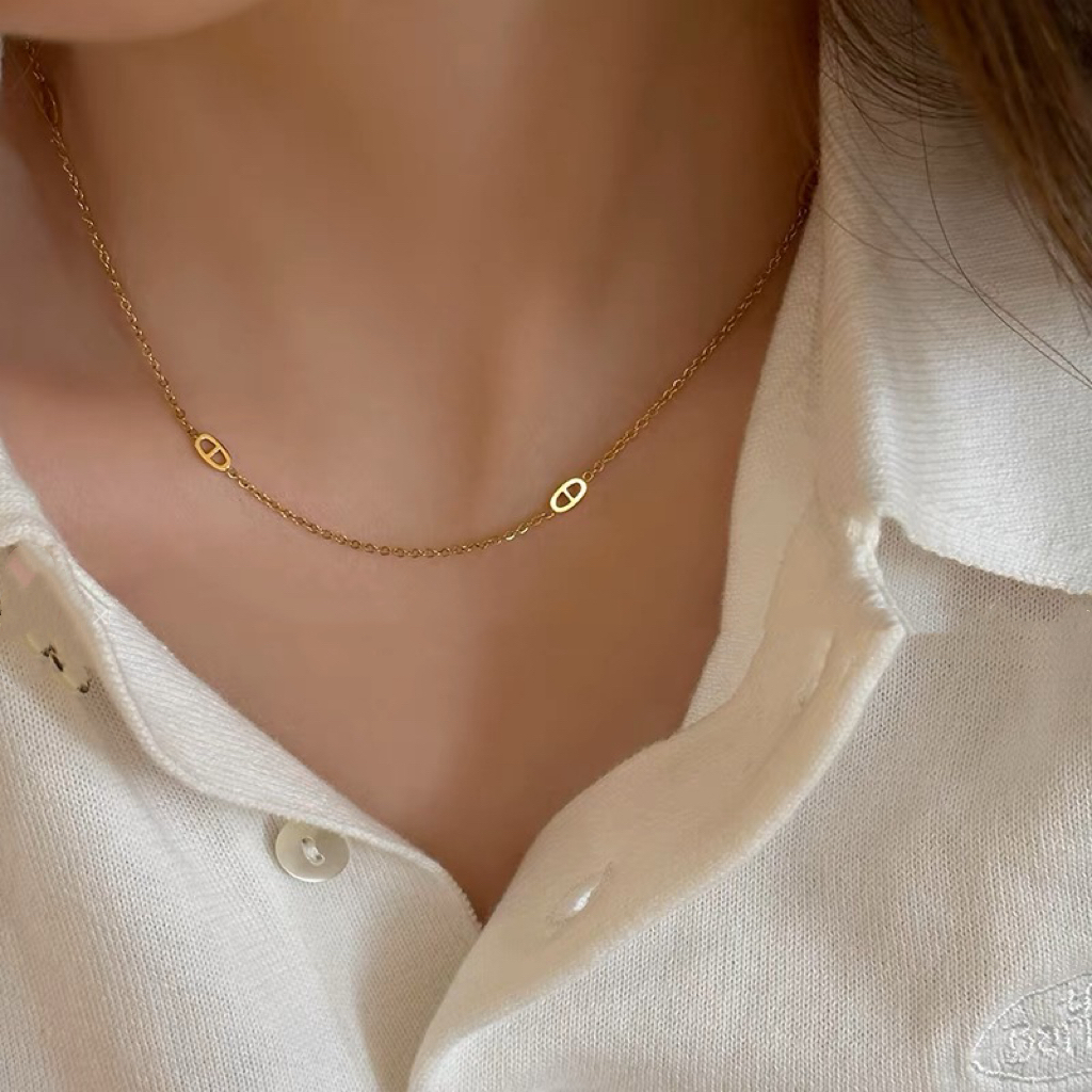 Dây Chuyền Hình Mũi Heo Đơn Giản Sang Trọng Cho Nữ