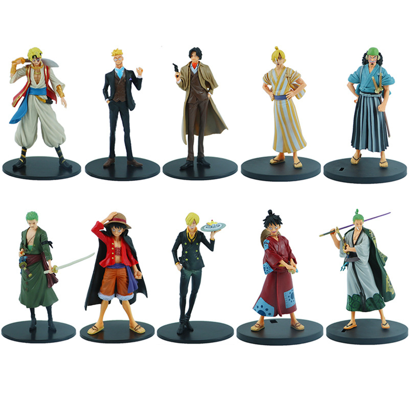 Mô Hình Nhân Vật monkey d luffy Rosoa zoro usopp Mặc kimono Bằng pvc 5 Kiểu 16-18cm