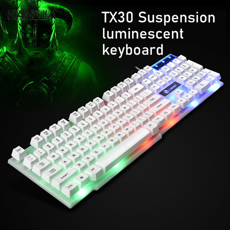 KANGJIA  Bàn phím cơ TX30 nổi dạ quang bàn phím máy tính xách tay trò chơi cảm giác bàn phím có dây