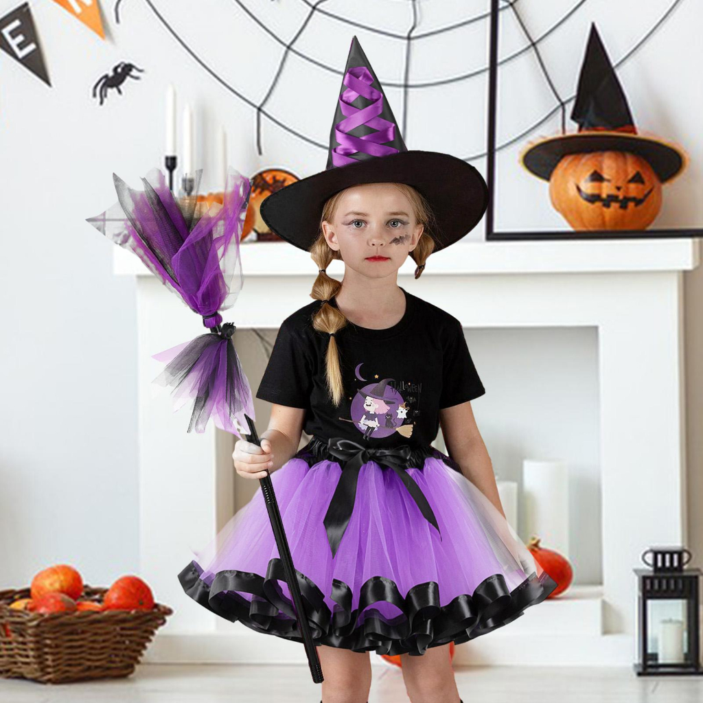 Đầm Hoá Trang Phù Thuỷ Nhân Dịp Halloween Cho Bé Gái