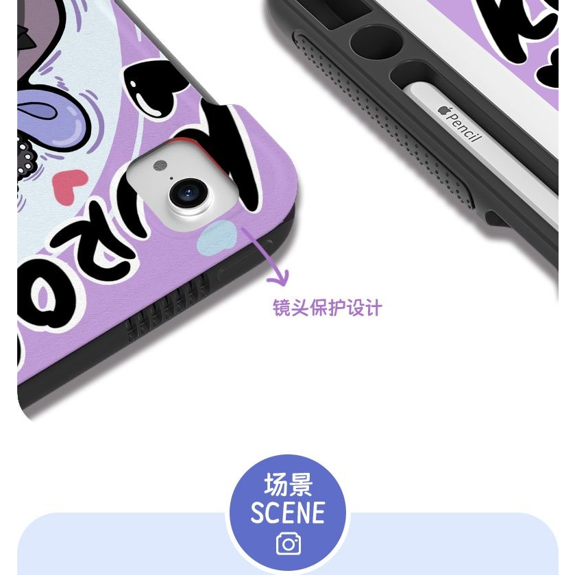 Bao Da Máy Tính Bảng Chống Sốc Có Ngăn Đựng Bút Chì Cho Kuromi ipad 2021 8th / 9th / 10th 2022 pro11 air5 / 4 / 3 mini6 5 4