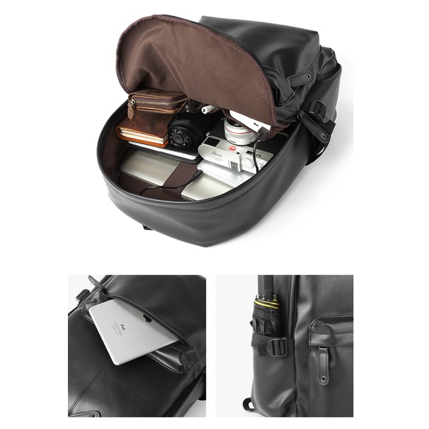 Balo Da pu Đựng laptop 14inch Chống Thấm Nước Thời Trang Cho Nam