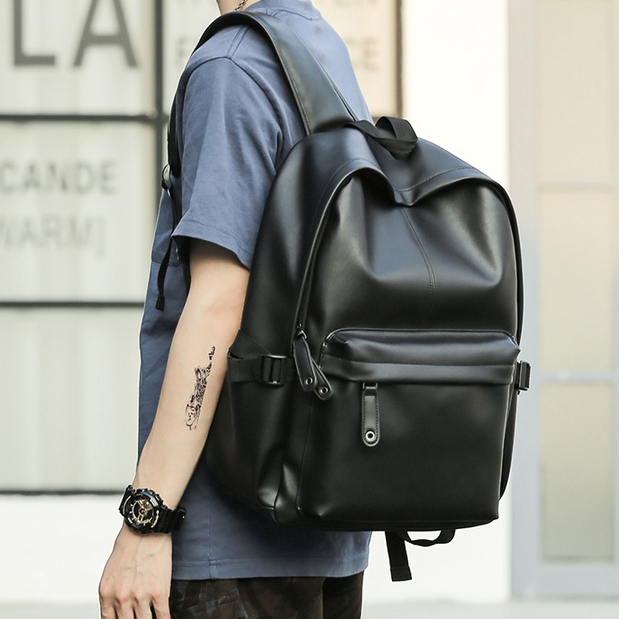 Balo Da pu Đựng laptop 14inch Chống Thấm Nước Thời Trang Cho Nam