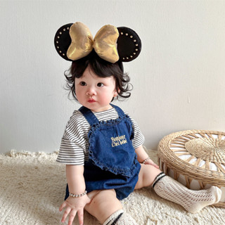Bộ Áo Liền Quần Denim Mềm Mại Phong Cách Hàn Quốc Dễ Thương Thời Trang Mùa Hè Cho Bé Gái Sơ Sinh
