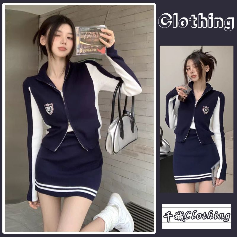 Set Áo Khoác Và Chân Váy Thời Trang Thể Thao Mùa Thu 2023 Cho Nữ
