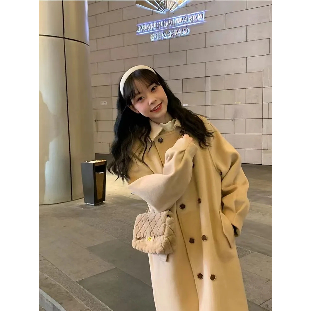 TINGYAXIU  Áo Khoác Len Dày Dáng Rộng Dài Trung Bình Phong Cách Hàn Quốc Cho Nữ