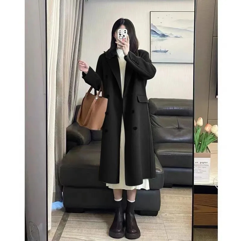 Áo khoác len TING YA XIU dáng rộng phong cách hepburn Pháp thời trang thu đông cho nữ