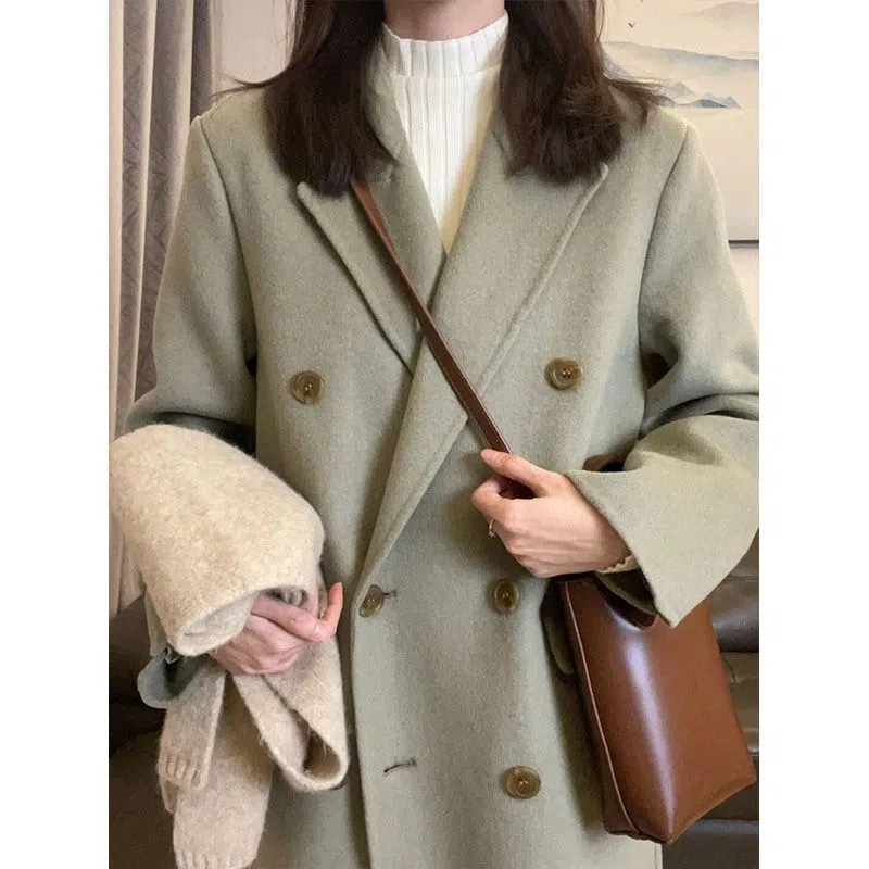 Áo khoác len TING YA XIU dáng rộng phong cách hepburn Pháp thời trang thu đông cho nữ