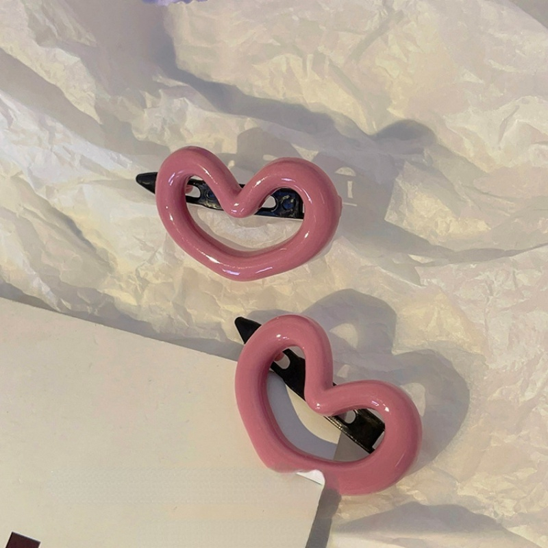 1 Kẹp Tóc Trái Tim Màu Hồng Dễ Thương