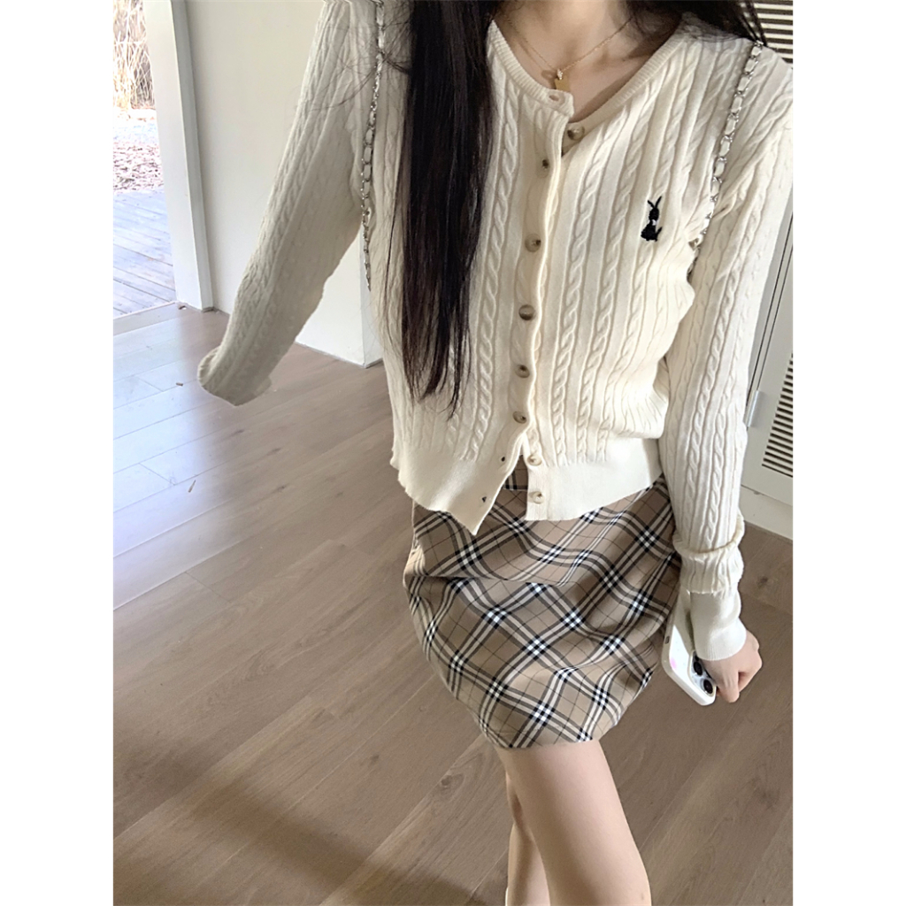 Kumikumi Áo Khoác cardigan Dệt Kim Tay Dài Dáng Ôm Phong Cách Hàn Quốc Thời Trang Mùa Thu 2023