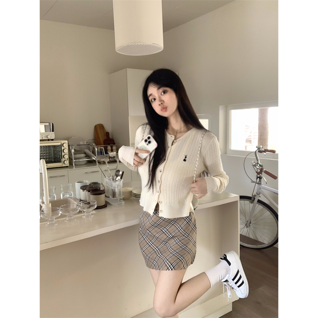 Kumikumi Áo Khoác cardigan Dệt Kim Tay Dài Dáng Ôm Phong Cách Hàn Quốc Thời Trang Mùa Thu 2023