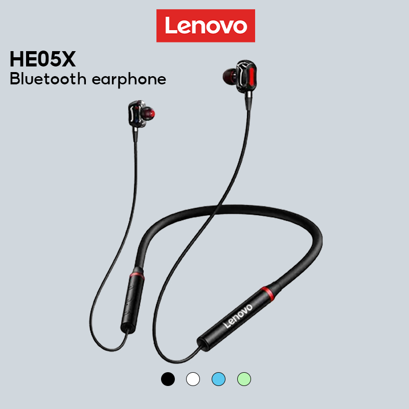 Tai nghe LENOVO HE05X II đeo cổ bluetooth 5.0 giảm tiếng ồn âm thanh chất lượng hifi chống nước IPX5 có mi cờ rô