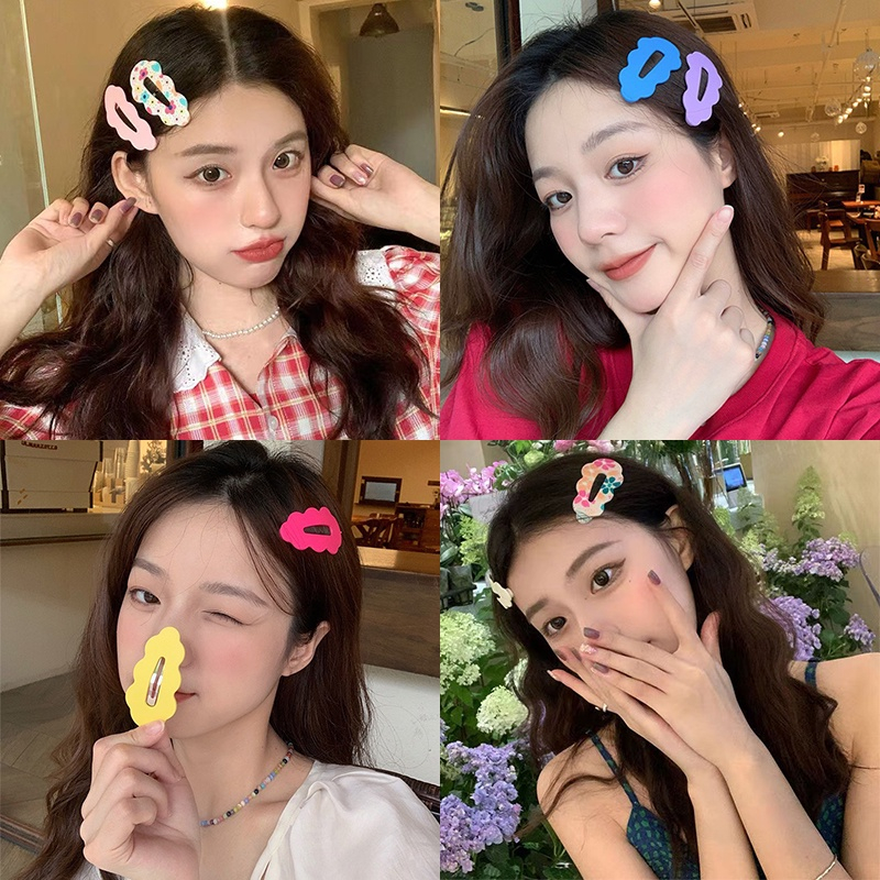 Miumiua🔮SANRIO Kẹp tóc mái màu sắc Pastel Kẹp tóc đám mây tóc kiểu dáng Y2K phong cách Hàn Quốc