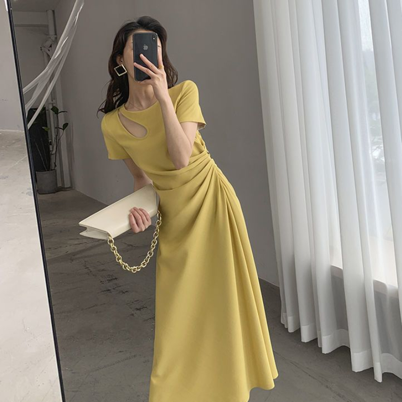 Đầm Midi Cotton Dáng Dài Màu Đen Phong Cách Pháp Thời Trang Sang Trọng Cho Nữ 2022
