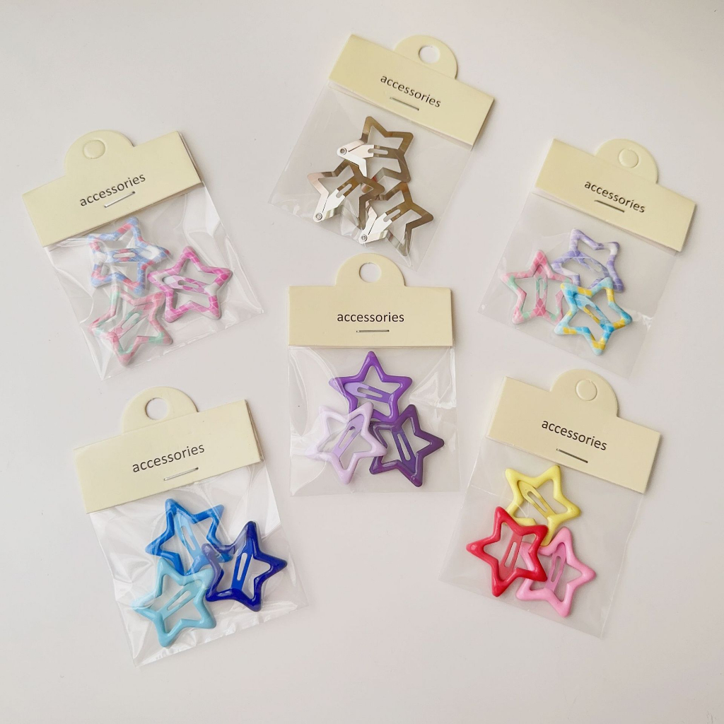 Kẹp Tóc Hình Ngôi Sao Năm Cánh Nhiều Màu Sắc Phong Cách Hàn Quốc Dễ Thương Cho Bé Gái