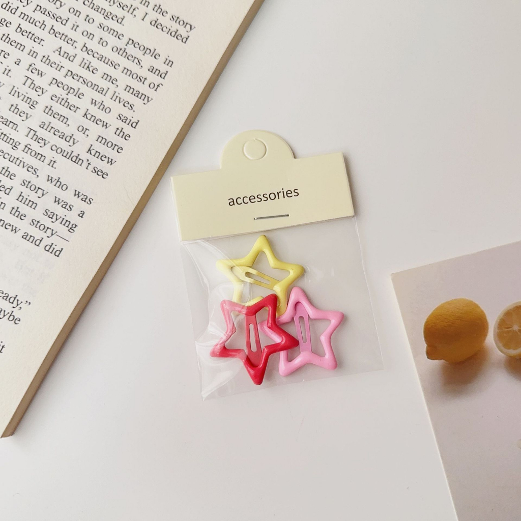 Kẹp Tóc Hình Ngôi Sao Năm Cánh Nhiều Màu Sắc Phong Cách Hàn Quốc Dễ Thương Cho Bé Gái