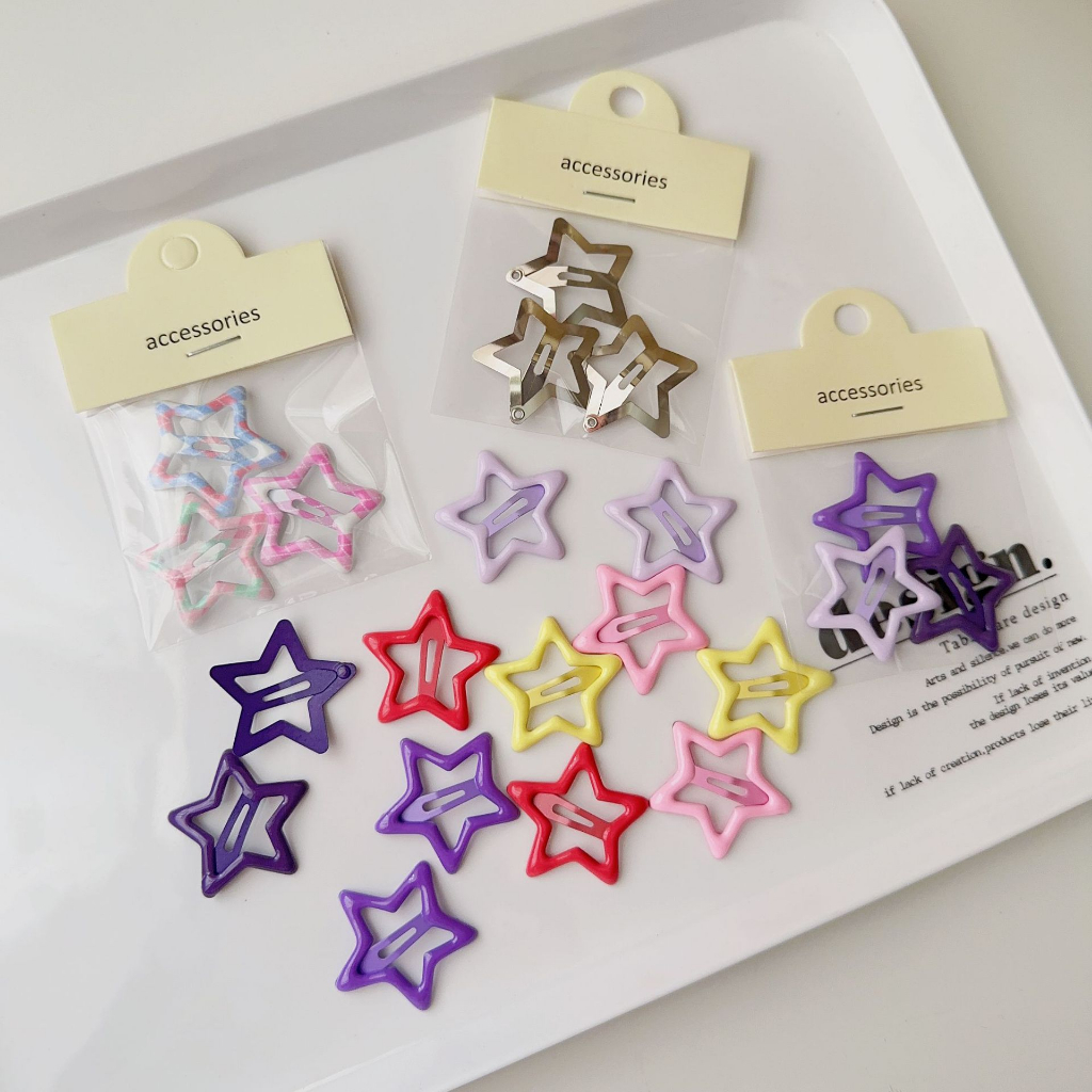 Kẹp Tóc Hình Ngôi Sao Năm Cánh Nhiều Màu Sắc Phong Cách Hàn Quốc Dễ Thương Cho Bé Gái