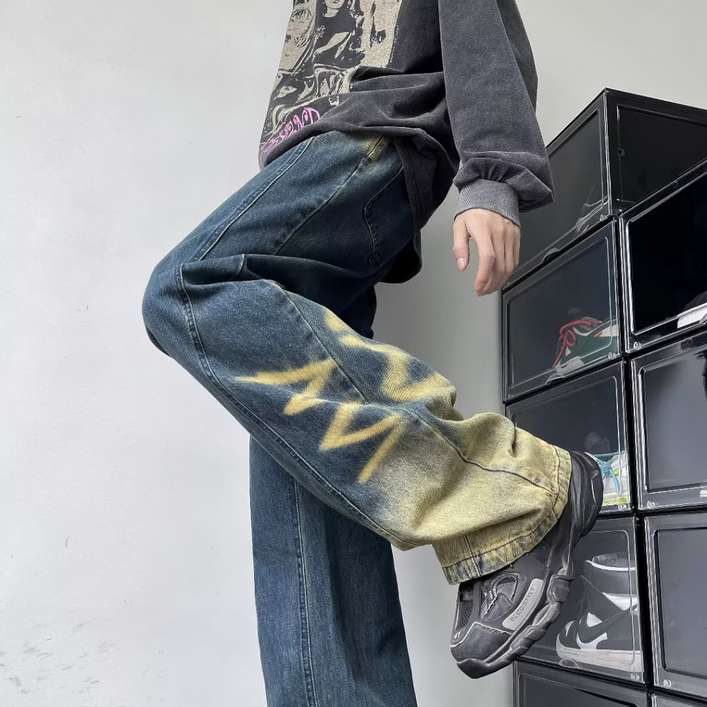 Ucnl Quần Jean Dài Dáng Rộng Màu gradient Thời Trang Xuân Thu Cá Tính Cho Nam