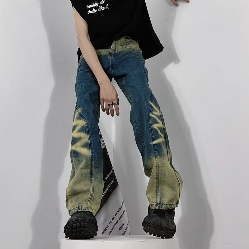 Ucnl Quần Jean Dài Dáng Rộng Màu gradient Thời Trang Xuân Thu Cá Tính Cho Nam