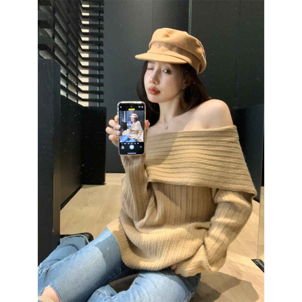 Cocory vn Áo sweater Dệt Kim Tay Dài Dáng Rộng Màu Trơn Phong Cách Hàn Quốc Thời Trang Cho Nữ y2k