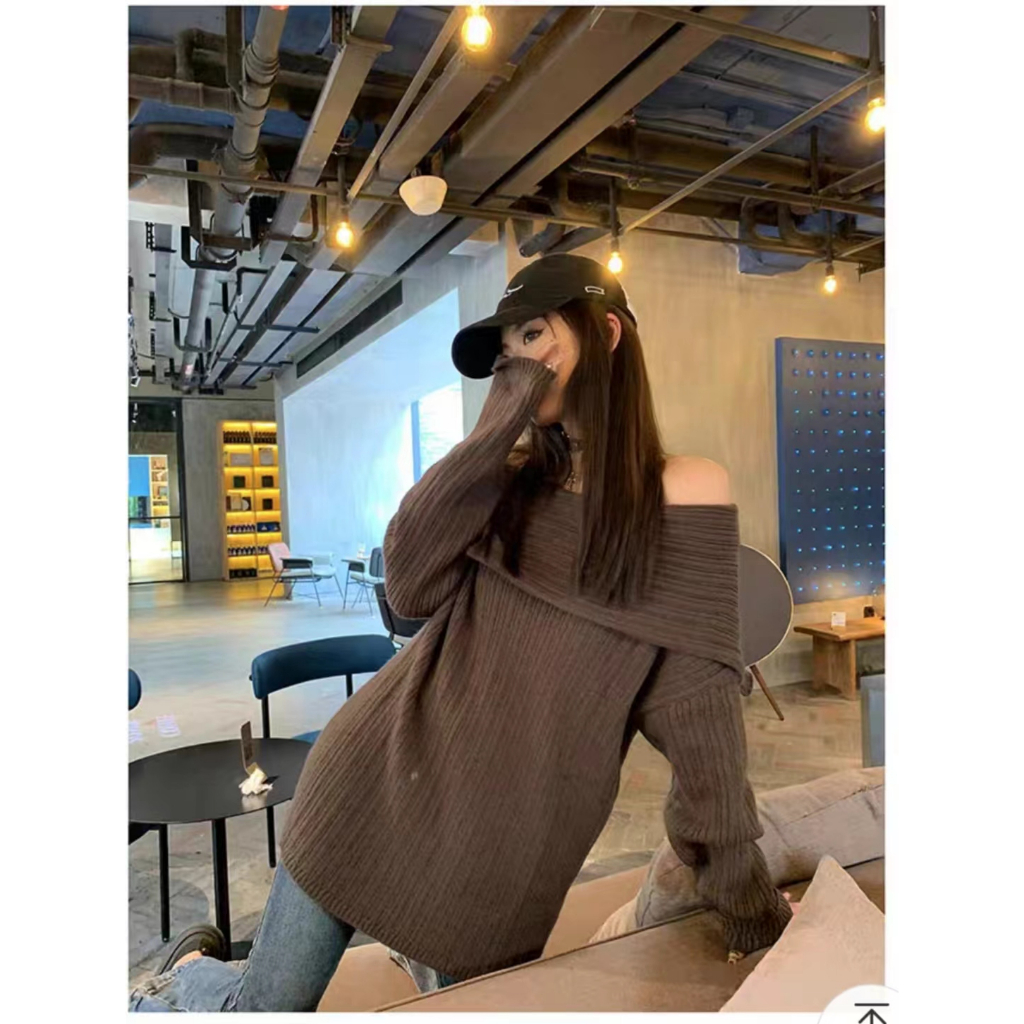 Cocory vn Áo sweater Dệt Kim Tay Dài Dáng Rộng Màu Trơn Phong Cách Hàn Quốc Thời Trang Cho Nữ y2k