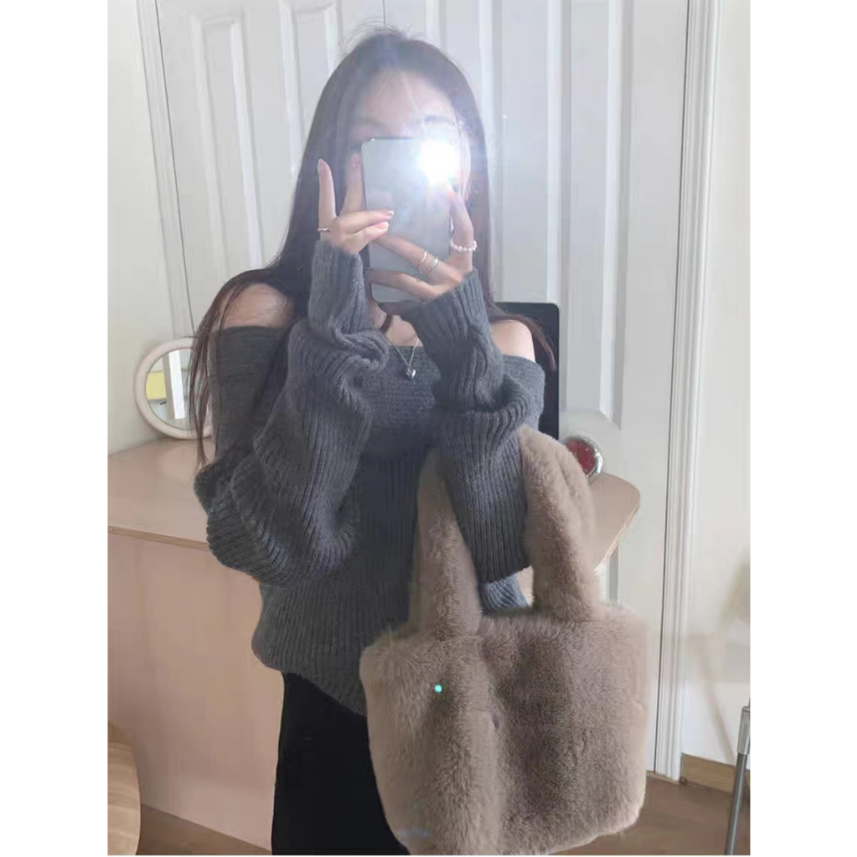 Cocory vn Áo sweater Dệt Kim Tay Dài Dáng Rộng Màu Trơn Phong Cách Hàn Quốc Thời Trang Cho Nữ y2k