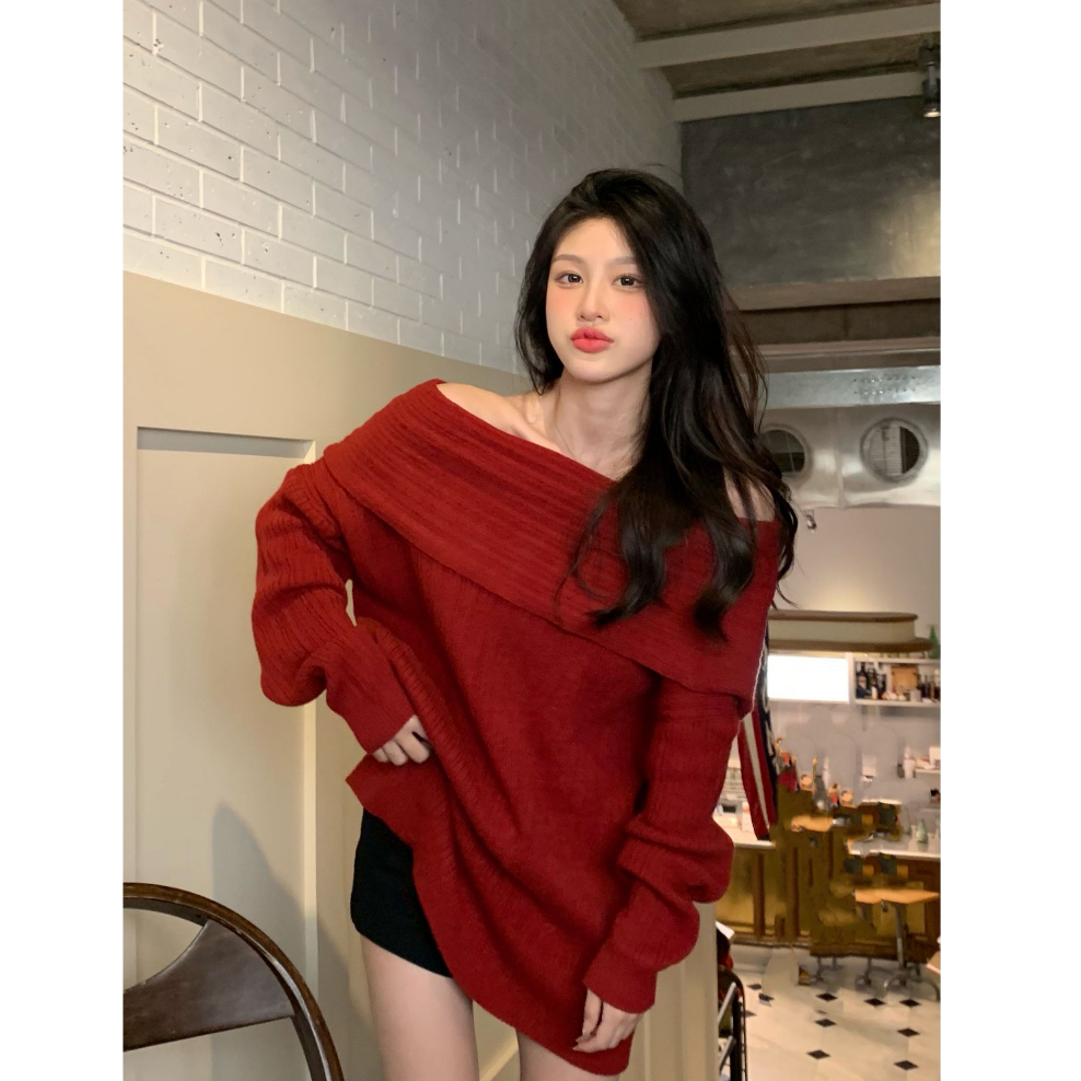 Cocory vn Áo sweater Dệt Kim Tay Dài Dáng Rộng Màu Trơn Phong Cách Hàn Quốc Thời Trang Cho Nữ y2k