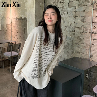 Zhu Xia Áo Thun Tay Dài In Chữ Thời Trang Dành Cho Nữ