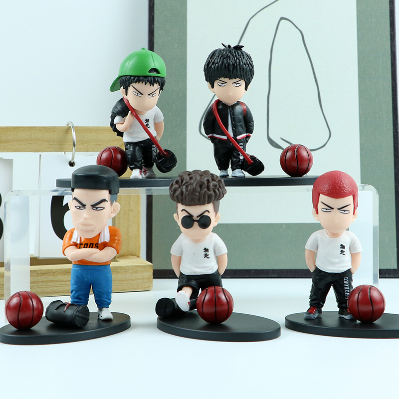Set 5 Mô Hình Nhân Vật Hoạt Hình Slam Dunk 8.5cm Trang Trí