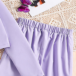 Siyyis Bộ Áo Khoác + Quần Lưng Thun Phong Cách Thời Trang Thường Ngày Màu Tím Dành Cho Bé Gái 8-12 Tuổi