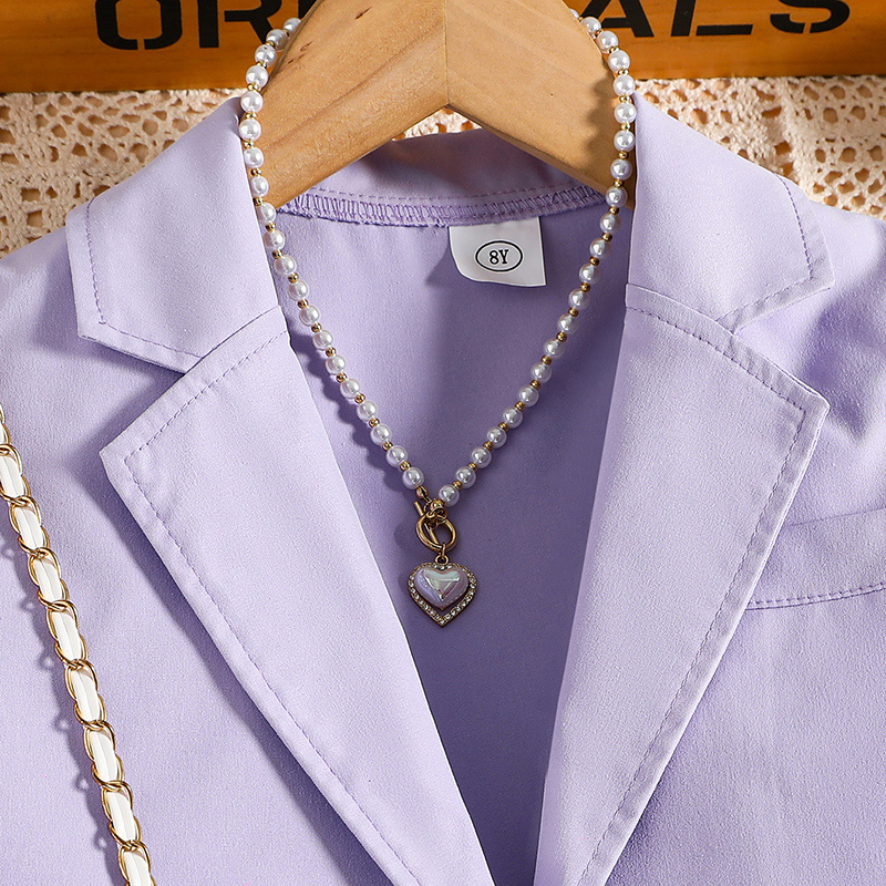 Siyyis Bộ Áo Khoác + Quần Lưng Thun Phong Cách Thời Trang Thường Ngày Màu Tím Dành Cho Bé Gái 8-12 Tuổi