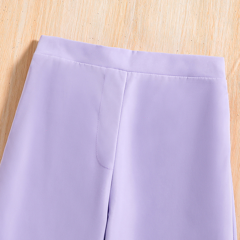 Siyyis Bộ Áo Khoác + Quần Lưng Thun Phong Cách Thời Trang Thường Ngày Màu Tím Dành Cho Bé Gái 8-12 Tuổi