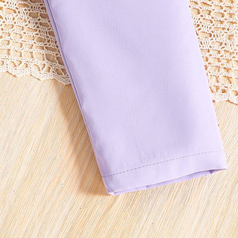 Siyyis Bộ Áo Khoác + Quần Lưng Thun Phong Cách Thời Trang Thường Ngày Màu Tím Dành Cho Bé Gái 8-12 Tuổi