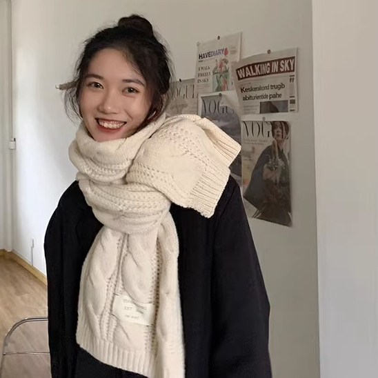 Khăn Choàng Cổ Bằng Len Dệt Kim Dễ Phối Đồ Thời Trang Mùa Đông Hàn Quốc 2023