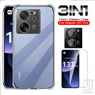 Ốp Điện Thoại Trong Suốt + Kính Cường Lực 3 Trong 1 Chống Sốc Cho xiaomi mi 13t pro mi13t t 13 13tpro 12t 11t 10t