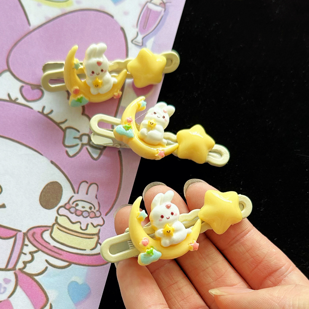 1 Kẹp Tóc Hình Ngôi Sao / Trái Tim / Mặt Trăng Dễ Thương Cho Bé Gái