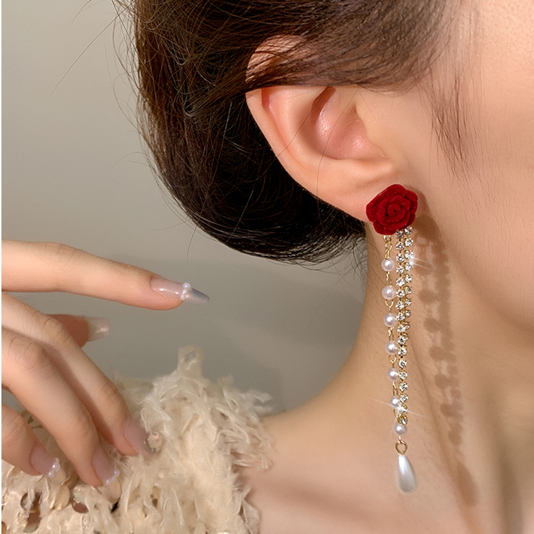 Đôi Bông Tai Dáng Dài Phối Nơ Thời Trang Cao Cấp Cho Nữ