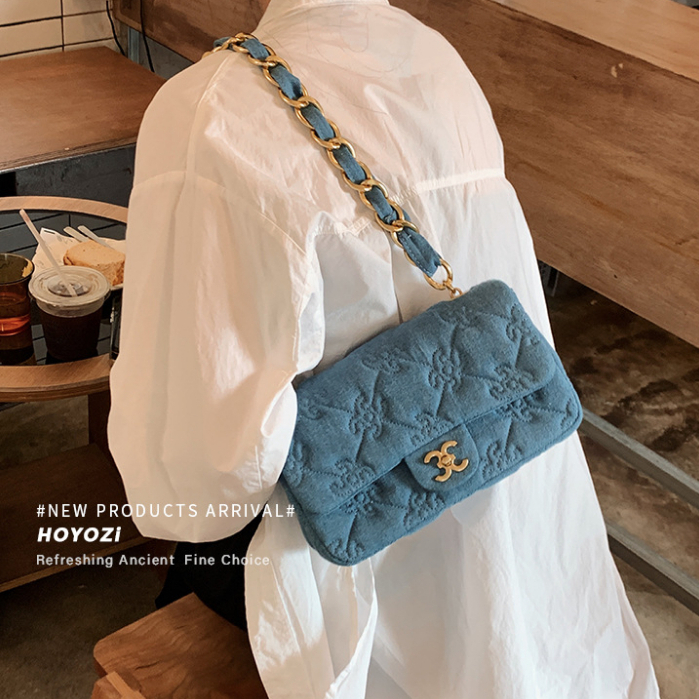 Túi denim Đeo Vai Họa Tiết Thêu Xinh Xắn Thời Trang Dành Cho Nữ