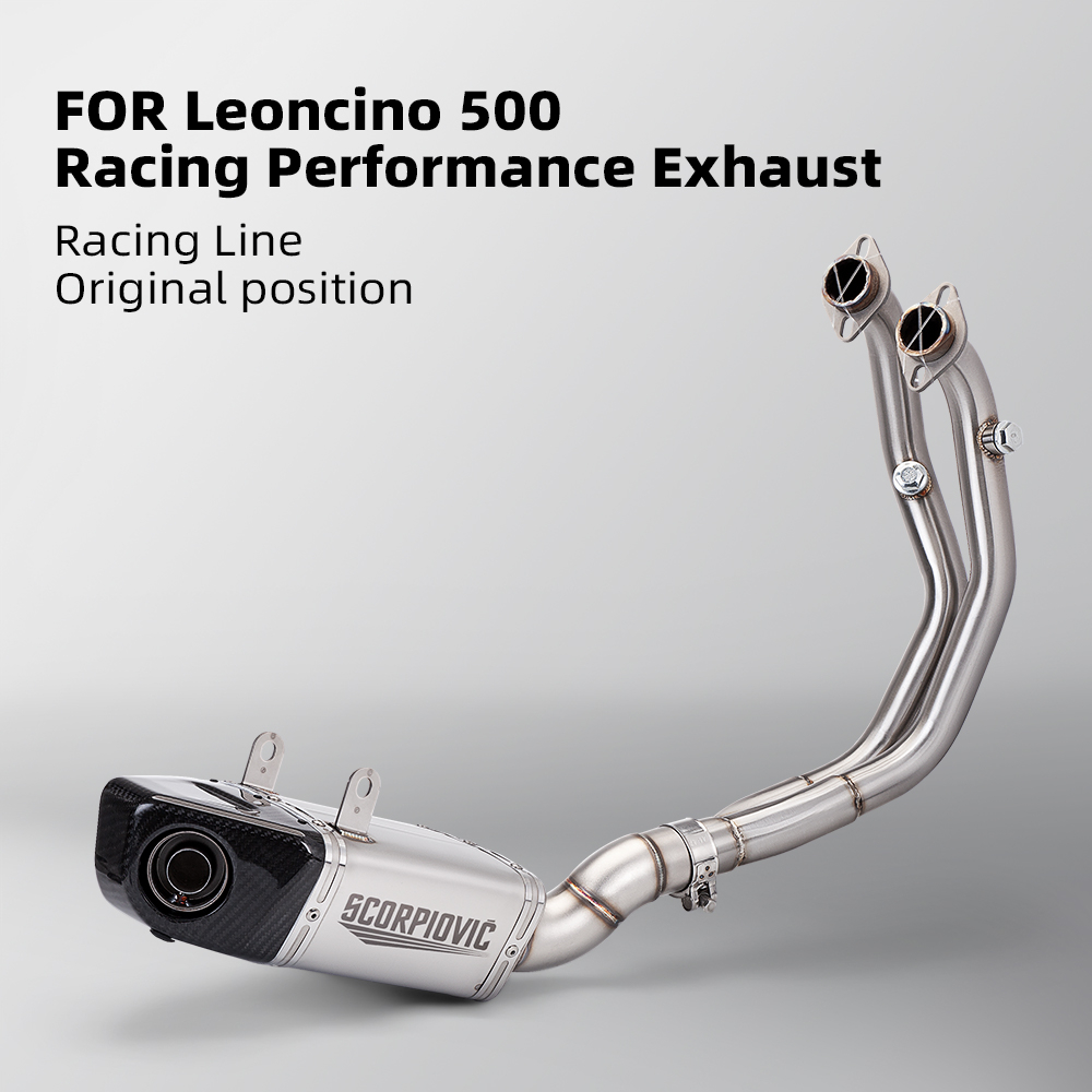 Toàn Hệ Thống Ống Xả Xe Máy Cho Benelli Leoncino 500 BJ500 Hộp Moto Muffler Liên Kết Trước Ống Trượt