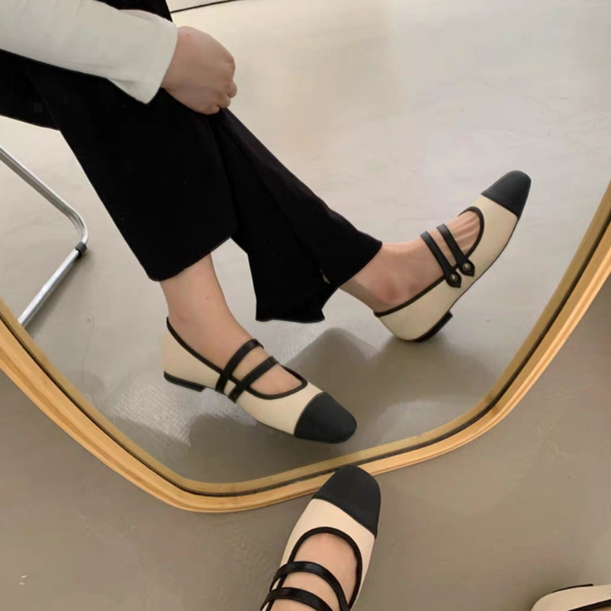 YAOLI  Giày Búp Bê Đế Bằng Phong Cách Mary Jane Hàn Quốc