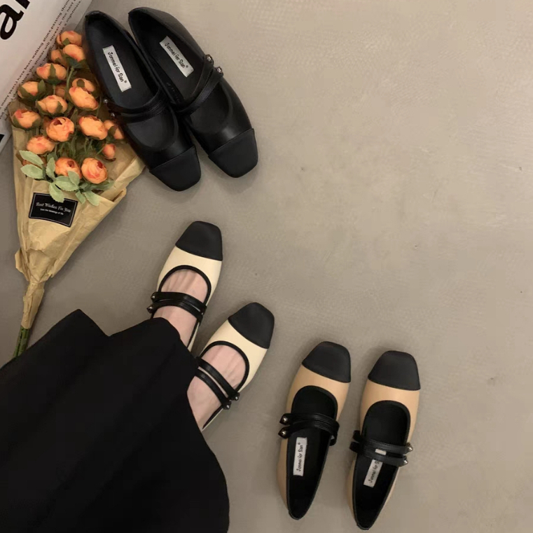 YAOLI  Giày Búp Bê Đế Bằng Phong Cách Mary Jane Hàn Quốc