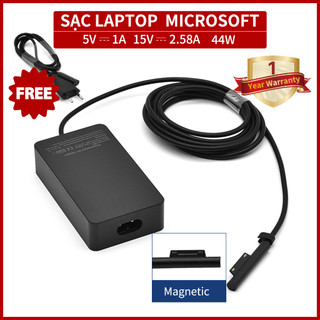 Bộ sạc bề mặt 44w 15v 2.58a ac dành cho microsoft surface pro 3 / 4 / 5 / 6 / 7 surface laptop 3 / 2 / 1 / surface go / book với dây nguồn 6ft