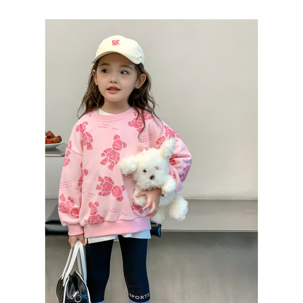 Annie quần áo trẻ em Áo Nỉ Dài Tay Cổ Tròn Thời Trang Cho Bé Gái đồ bộ bé gái