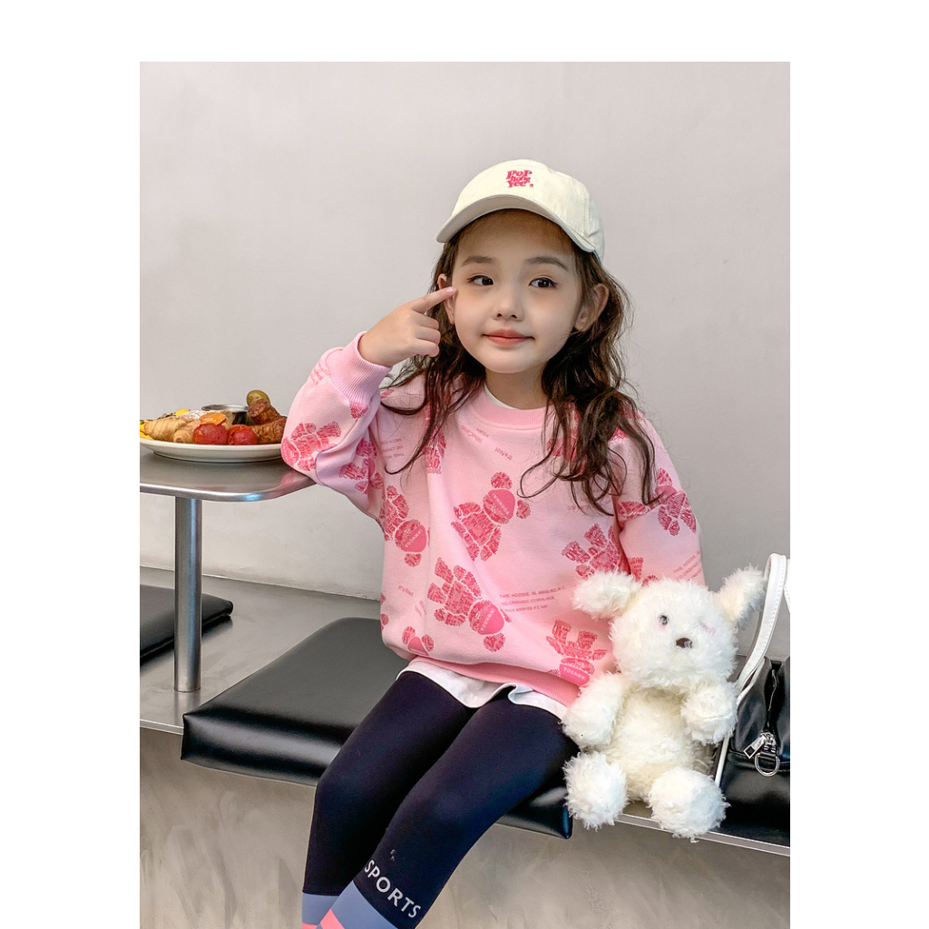 Annie quần áo trẻ em Áo Nỉ Dài Tay Cổ Tròn Thời Trang Cho Bé Gái đồ bộ bé gái