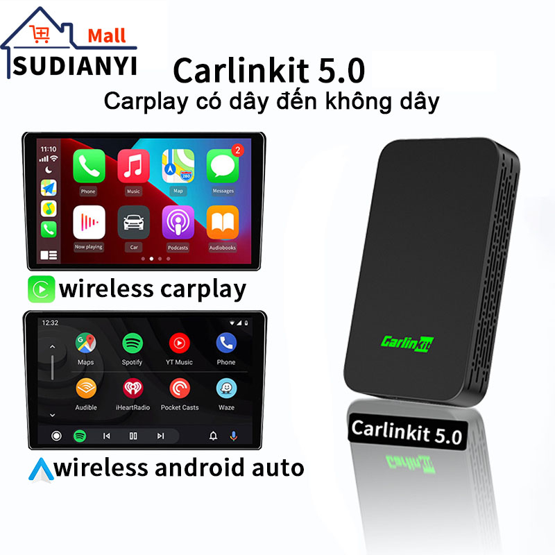 Car Adapter Carlinkit 5.0 2Air-Bộ Adapter chuyển đổi Carplay có dây sang Carplay ko dây