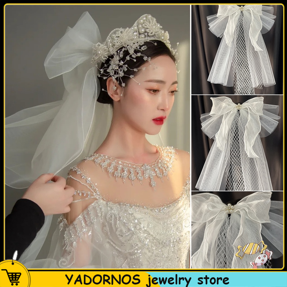 YADORNOS Mạng Che Mặt Bằng Vải Tuyn Đính Ngọc Trai Sang Trọng Chống Trượt Cho Nữ