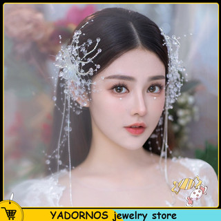 Yadornos kẹp tóc hình hoa / bướm đính đá pha lê handmade thời trang cho cô dâu