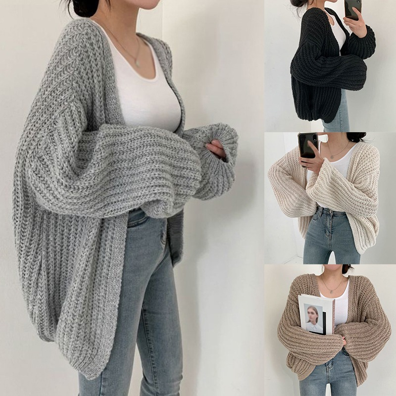 Áo Khoác cardigan Tay Dài Cổ Chữ v Màu Sắc Đơn Giản Cho Nữ