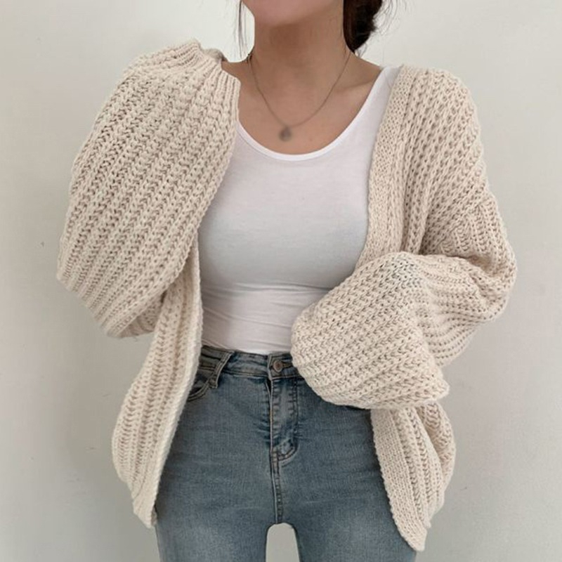 Áo Khoác cardigan Tay Dài Cổ Chữ v Màu Sắc Đơn Giản Cho Nữ